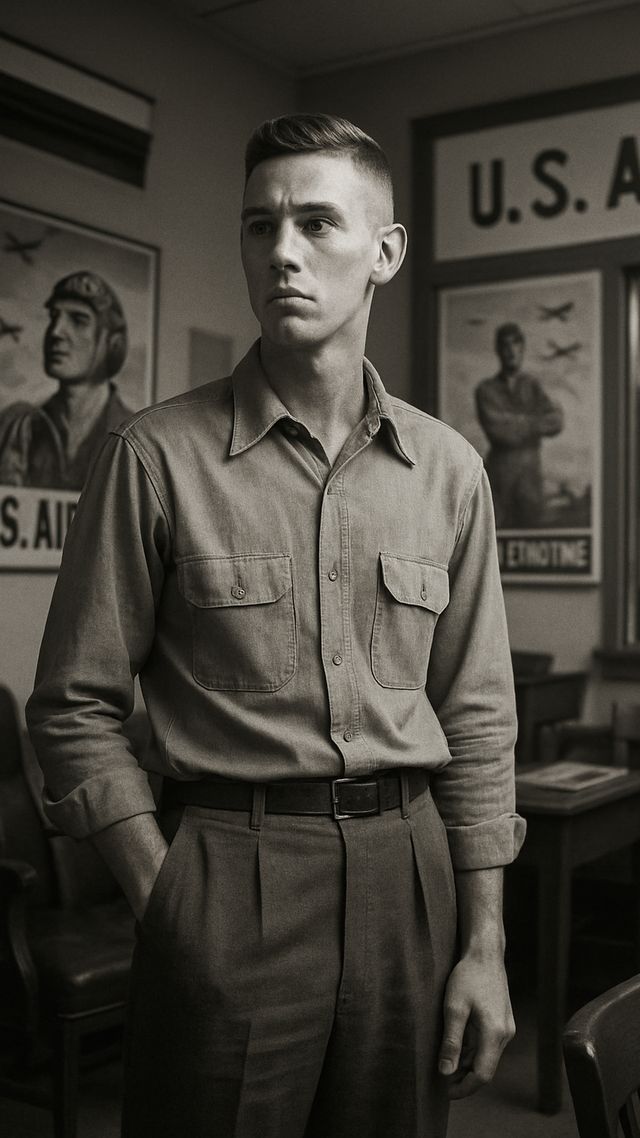 Reconstruction of Johnny Cash in 1950: Enlists in Air Force