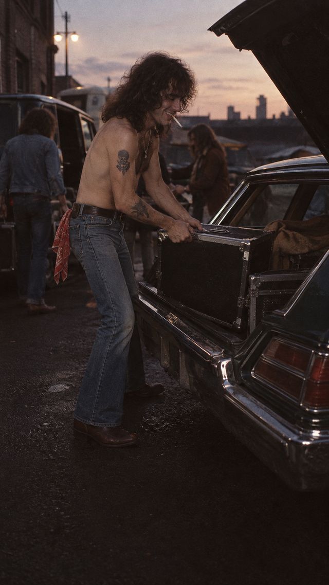 Reconstruction of Bon Scott in October 1974: Hired as chauffeur