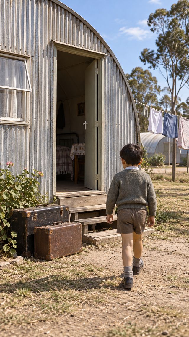 Reconstruction of Malcolm Young in 1963: A migrant hostel hut