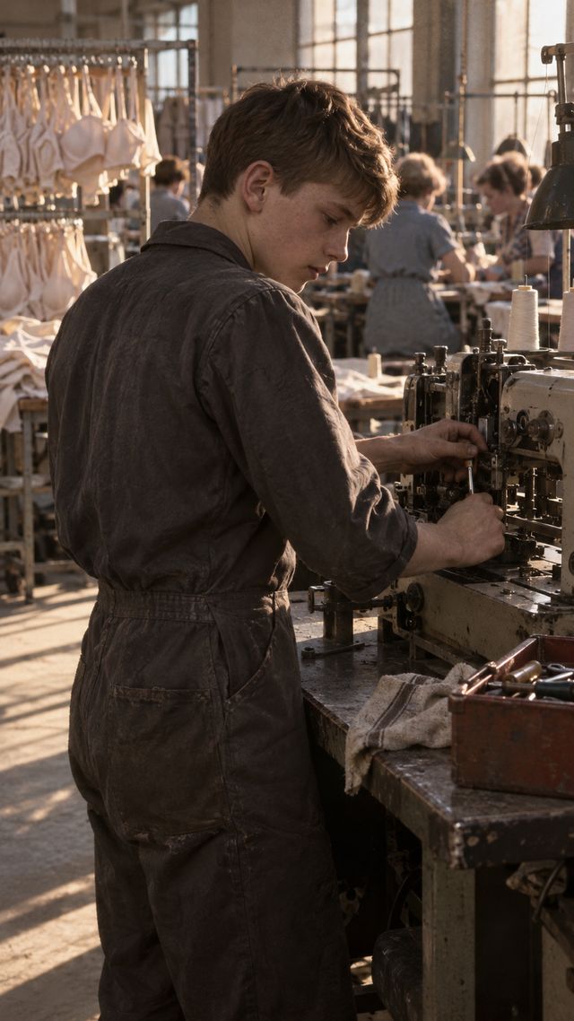 Reconstruction of Malcolm Young in 1968: Bra factory at fifteen