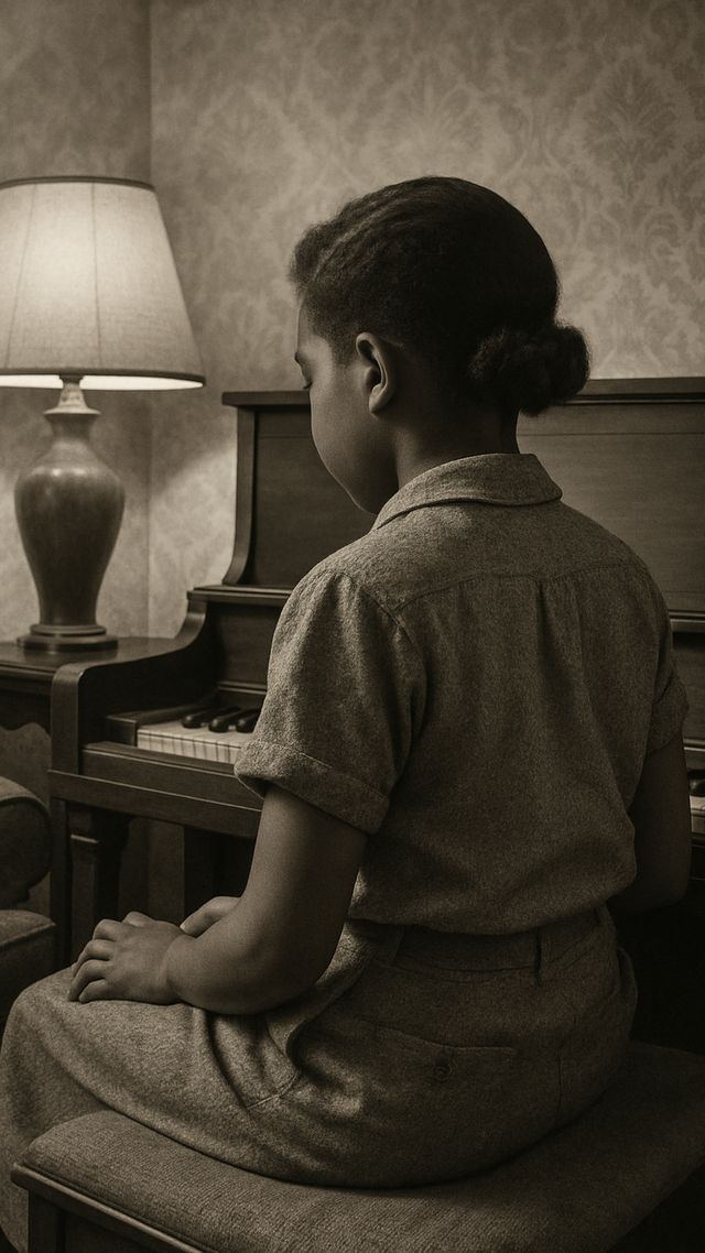 Reconstruction of Aretha Franklin in early 1950s: Teaches herself piano by ear